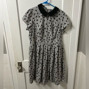 Modcloth Black and Gray Cat Print Dress